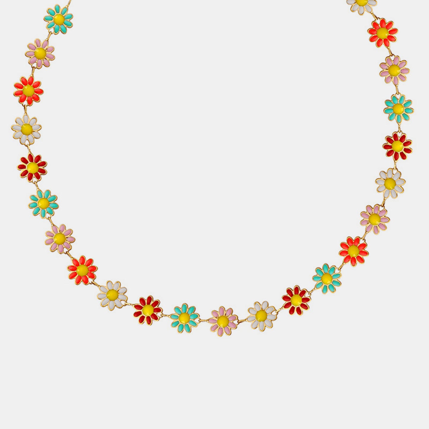 Collar de flores con gotas de aceite de acero de titanio