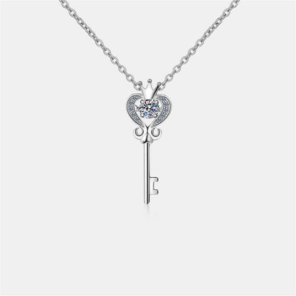 Collier en argent sterling 925 avec moissanite en forme de clé