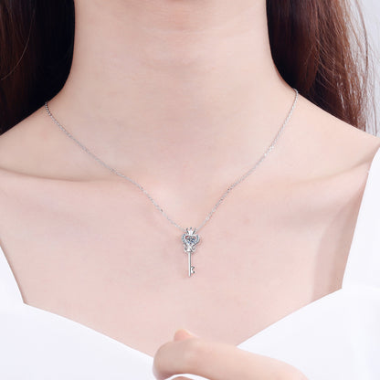 Collier en argent sterling 925 avec moissanite en forme de clé